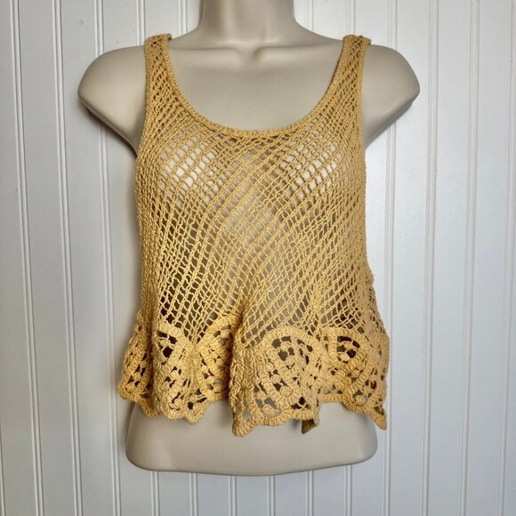 Free People Crochet Crop Top in Cream and Black - Picture 2 of 6